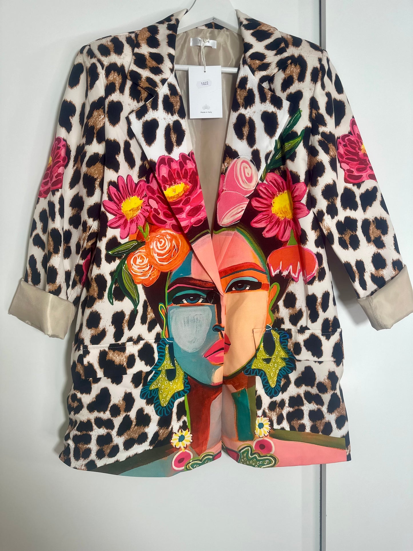 Frida Kahlo and Floral Print Blazer - Made in Italy (One Size Fits Up to Large)