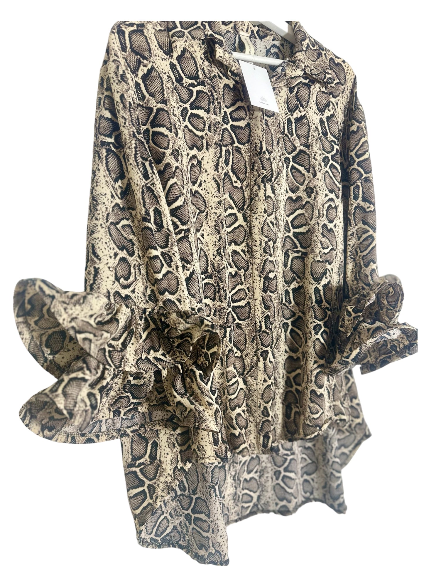 Snake Print Blouse With Wide Arm-Made in Italy (Fits Up to Size 22/XXL)