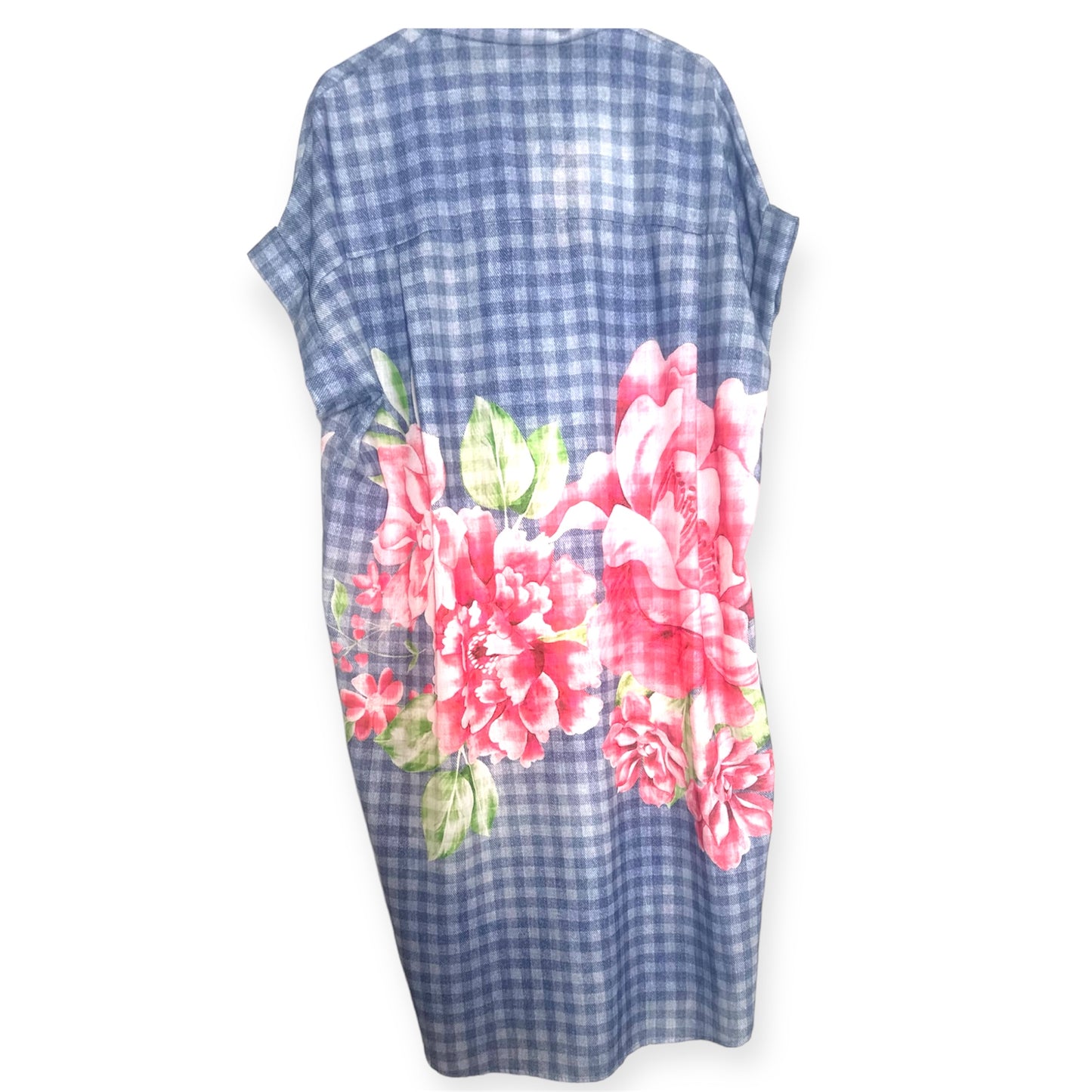 Denim Pink Flowers Dress - (One Size Fits Up to 18/Xl)