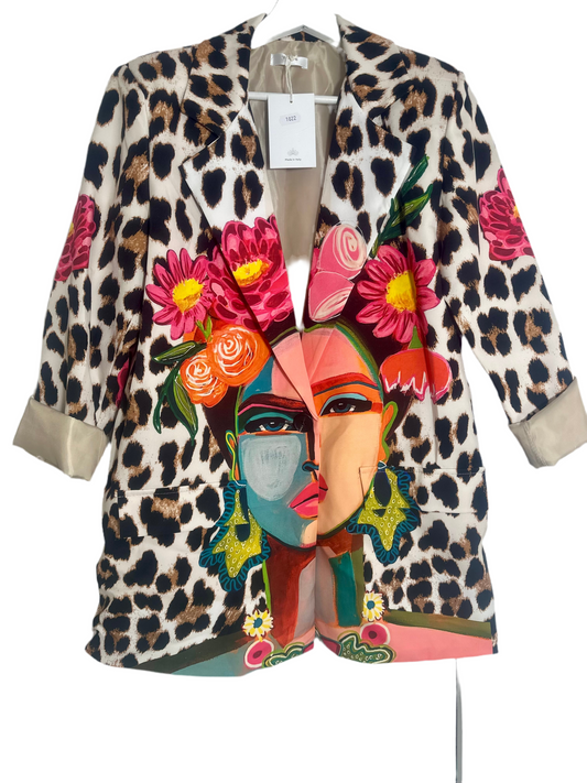 Frida Kahlo and Floral Print Blazer - Made in Italy (One Size Fits Up to Large)