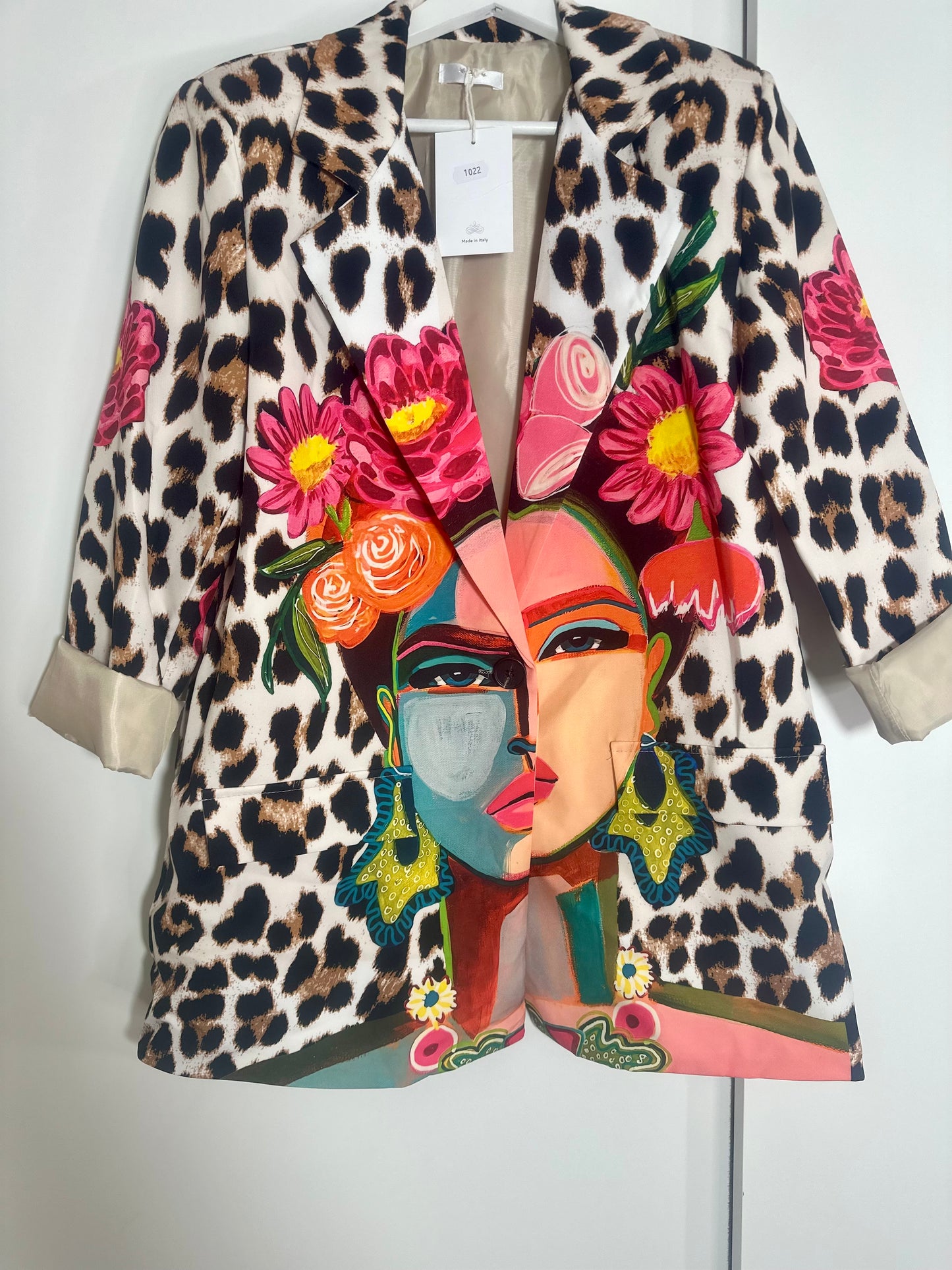 Frida Kahlo and Floral Print Blazer - Made in Italy (One Size Fits Up to Large)