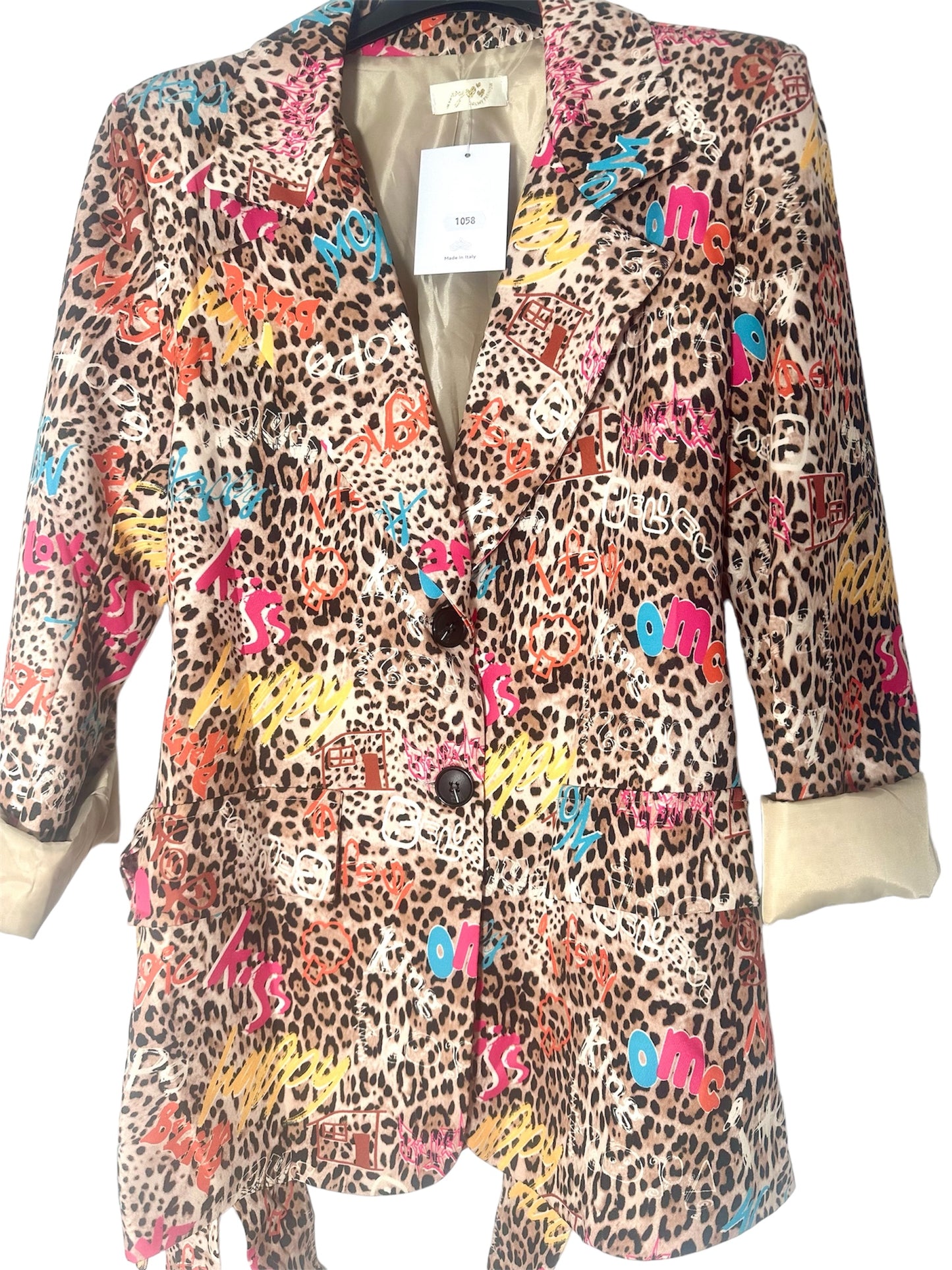 Leopard Print Blazer one size up to small 16