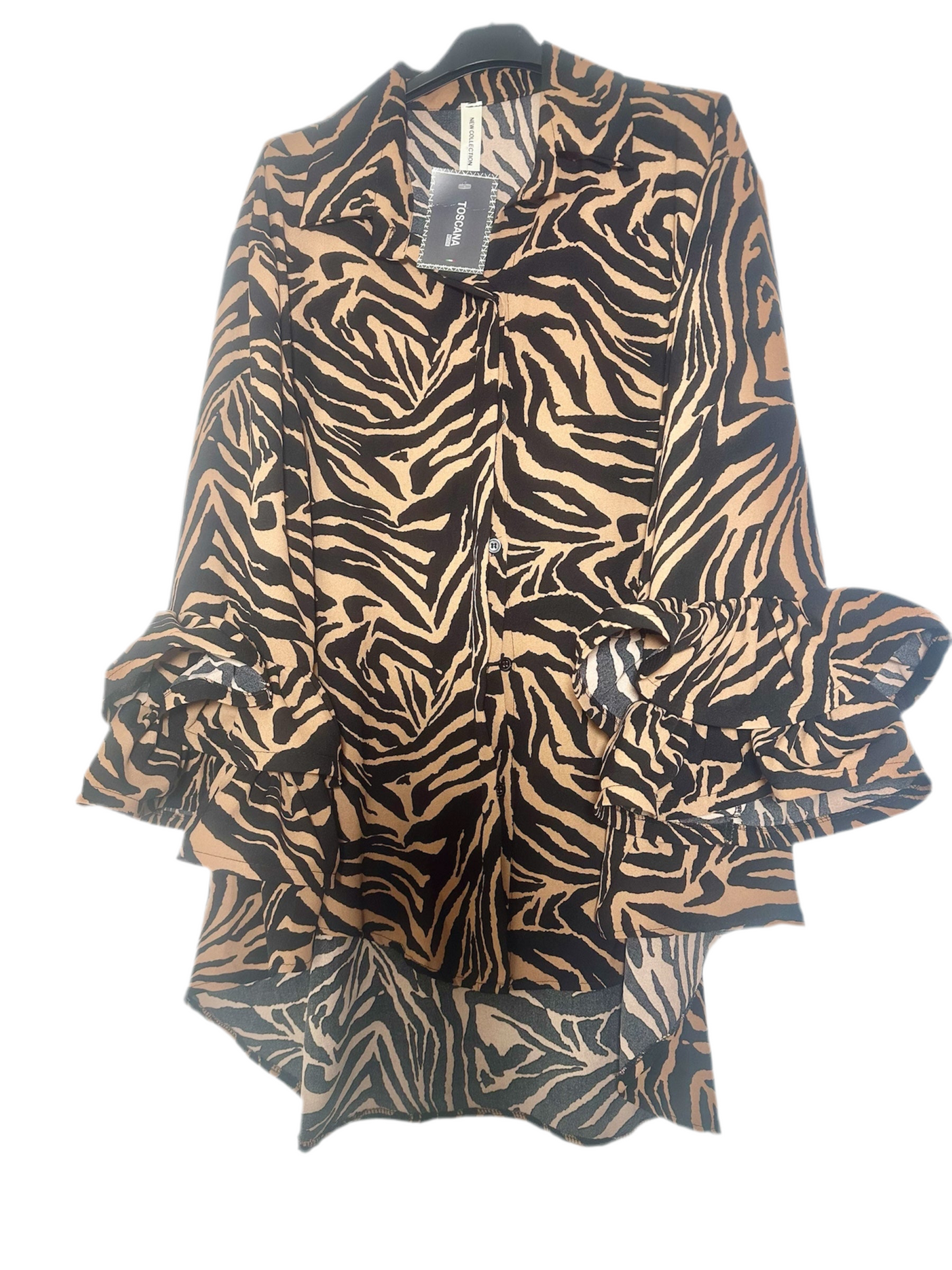 Tiger Print Blouse with flare arms one size up to 24