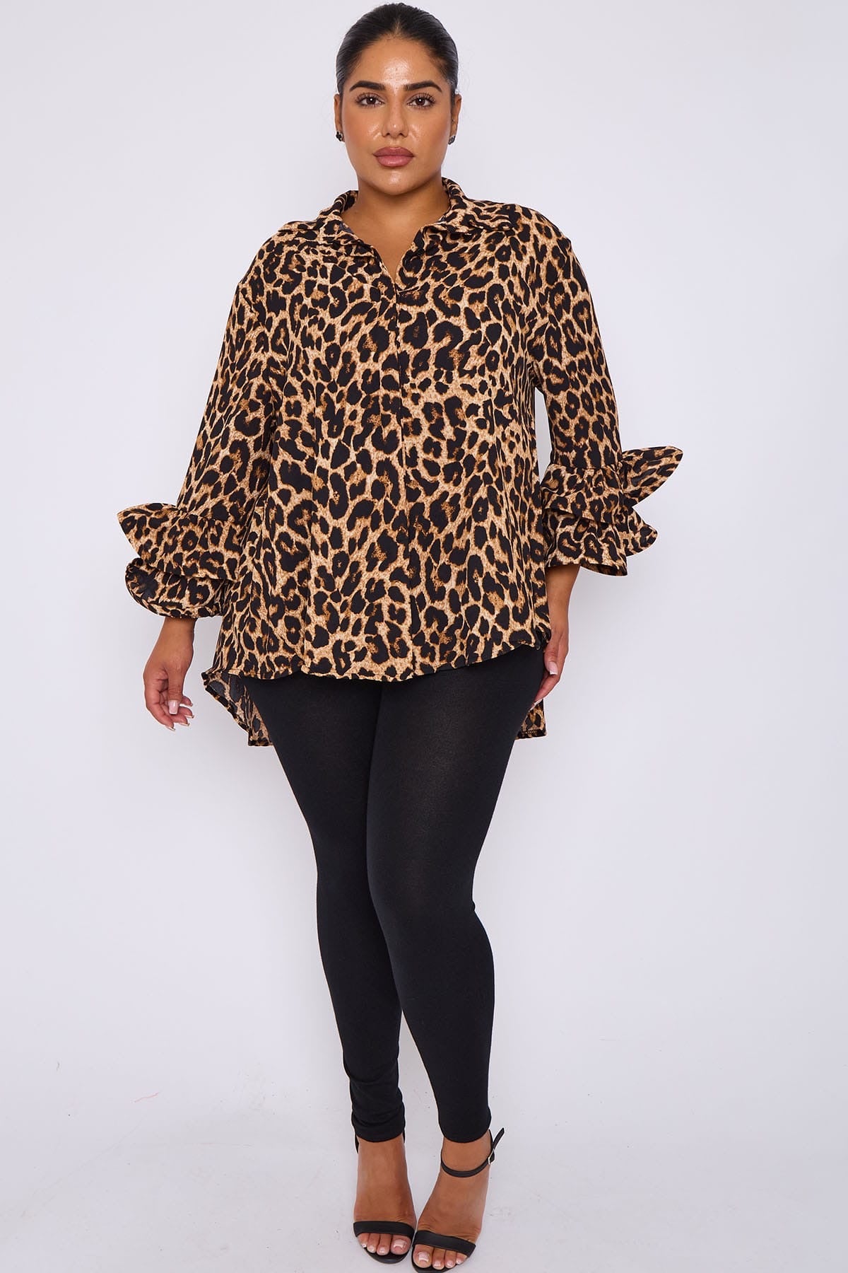 Leopard Print Blouse With Wide Arm- Made in Italy (Fits Up to Size 20)