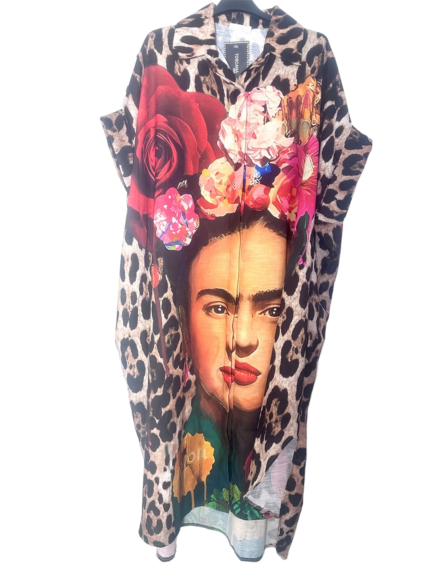 Red Roses Leopard Frida Dress one size 12-24