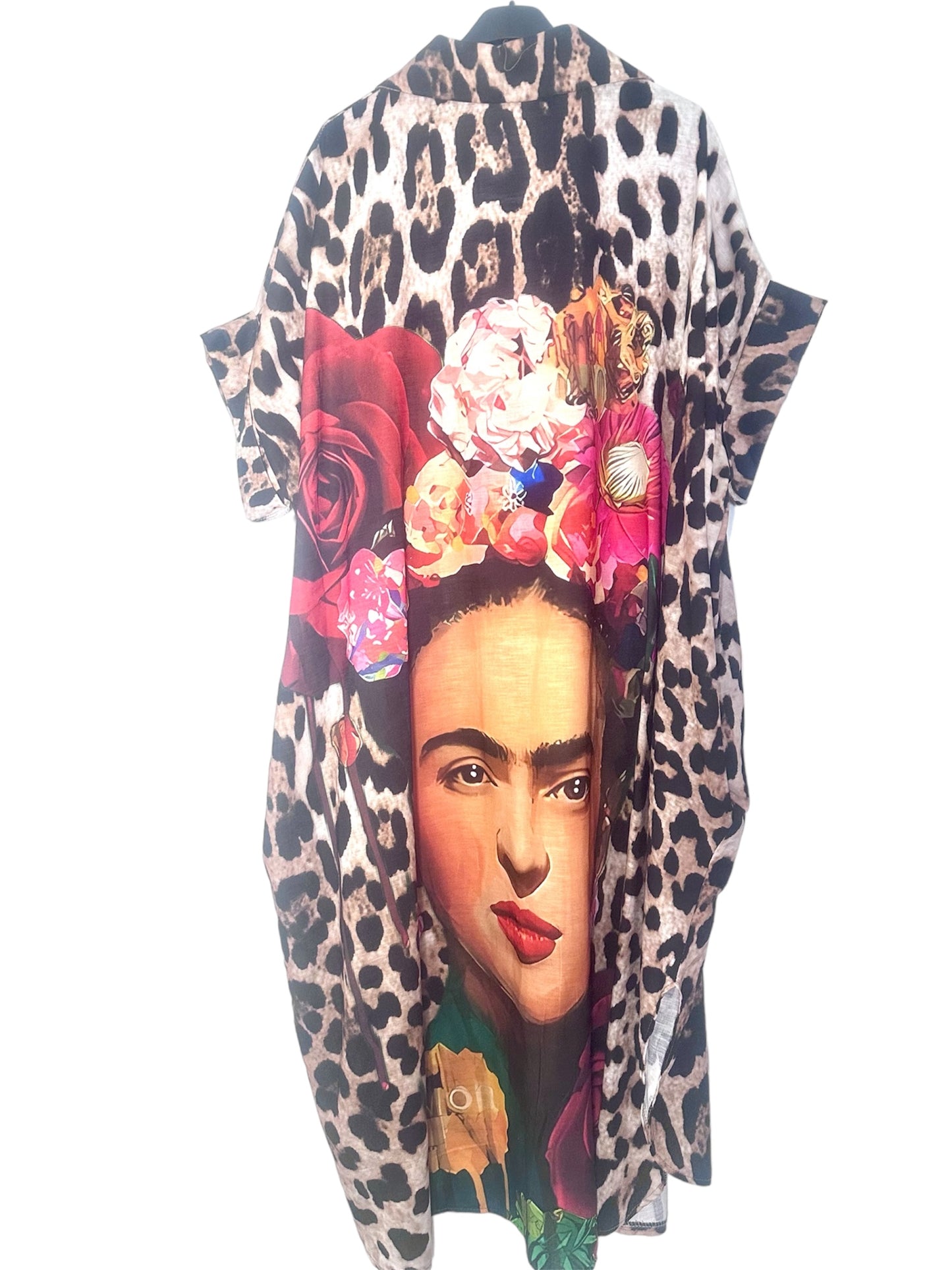 Red Roses Leopard Frida Dress one size 12-24