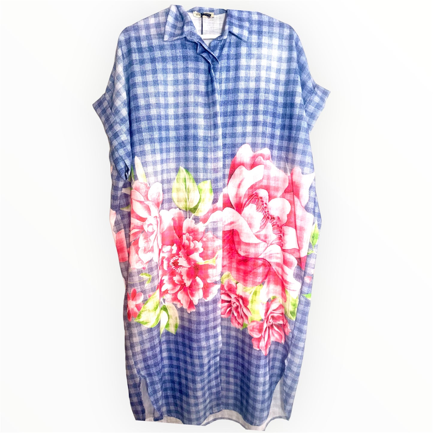 Denim Pink Flowers Dress - (One Size Fits Up to 18/Xl)